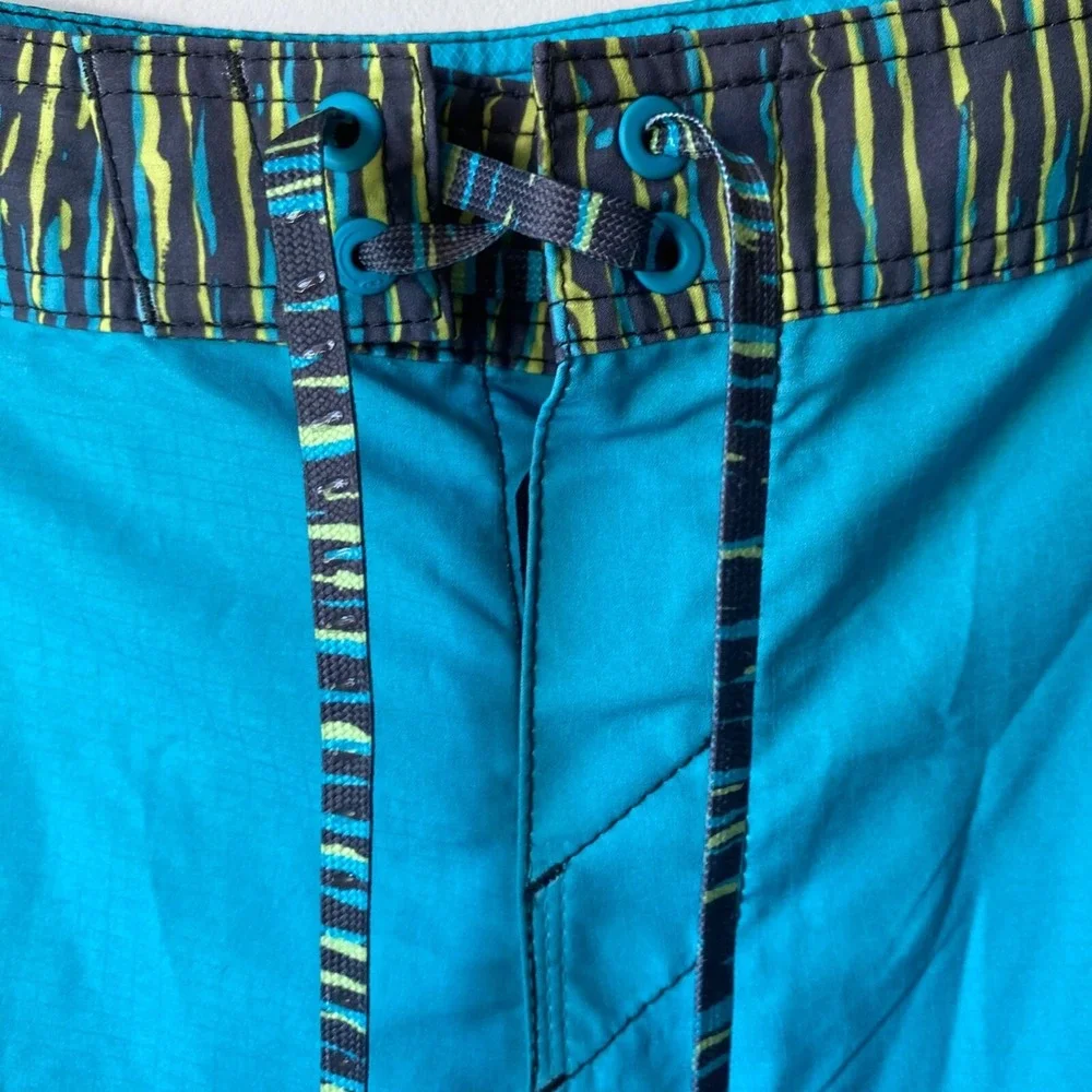 Oneill Hyperfreak boardshorts‎ swim trunks blue yellow stripes men 36